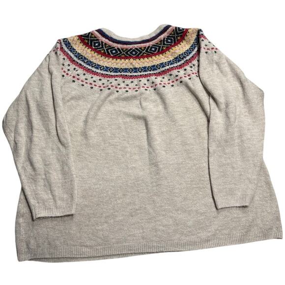 CJ Banks Sweater Fair Isle Knit Crew Neck Pullover Womens Plus Size 3X Oatmeal - Picture 6 of 8